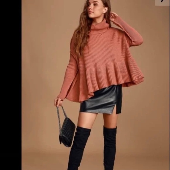 NWT FREE PEOPLE | Layer Cake Ribbed Turtleneck Sweater in Rose Icing Size XS - Picture 4 of 15